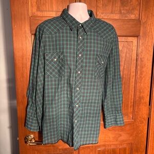 Wrangler Wrancher Mens‎ Cowboy Pearl Snap Shirt Multicolor Plaid 4X FS
